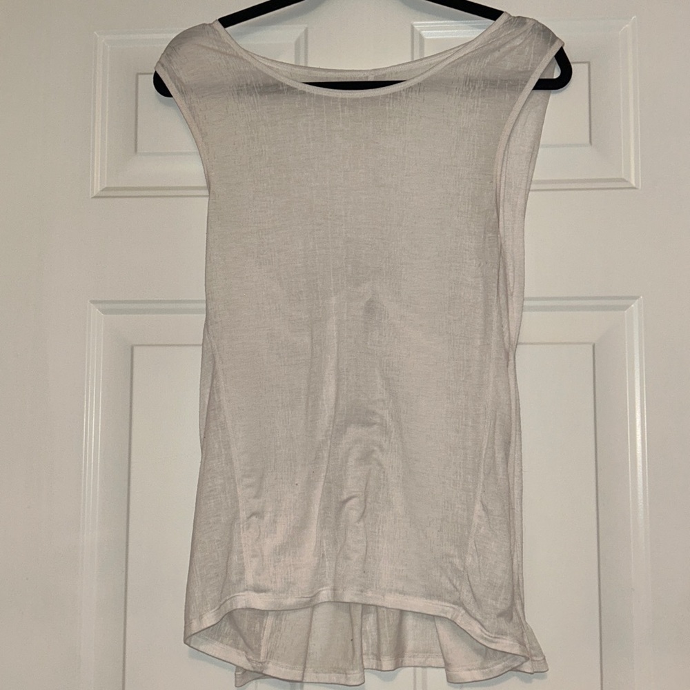 Lululemon Sleeveless Tank Top L White Stretch Athletic Gym Workout Lagenlook